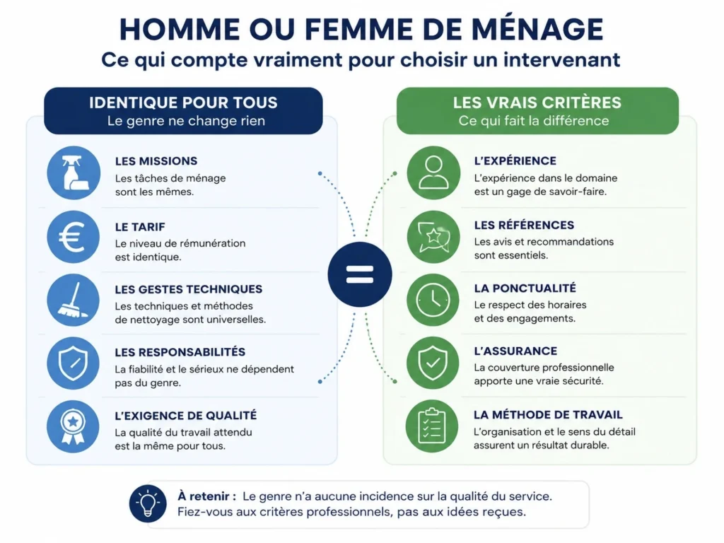 Les critères professionnels du genre lors du choix d’un employé de ménage.