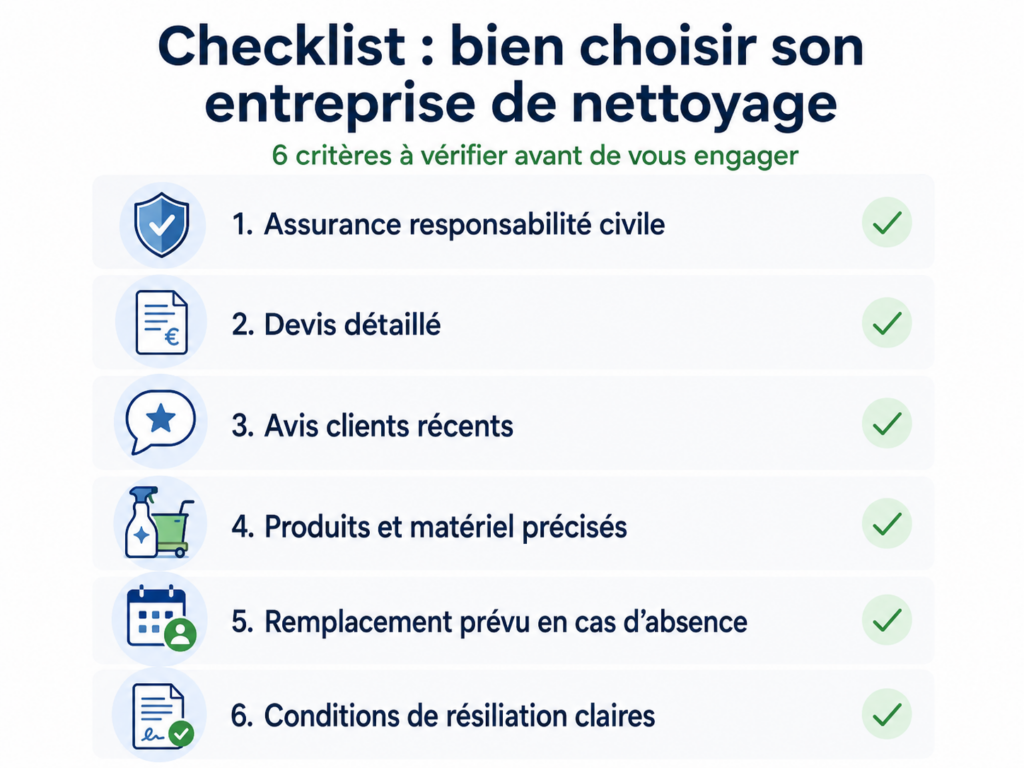 un checklist indispensable pour le choix de l'entreprise de nettoyage