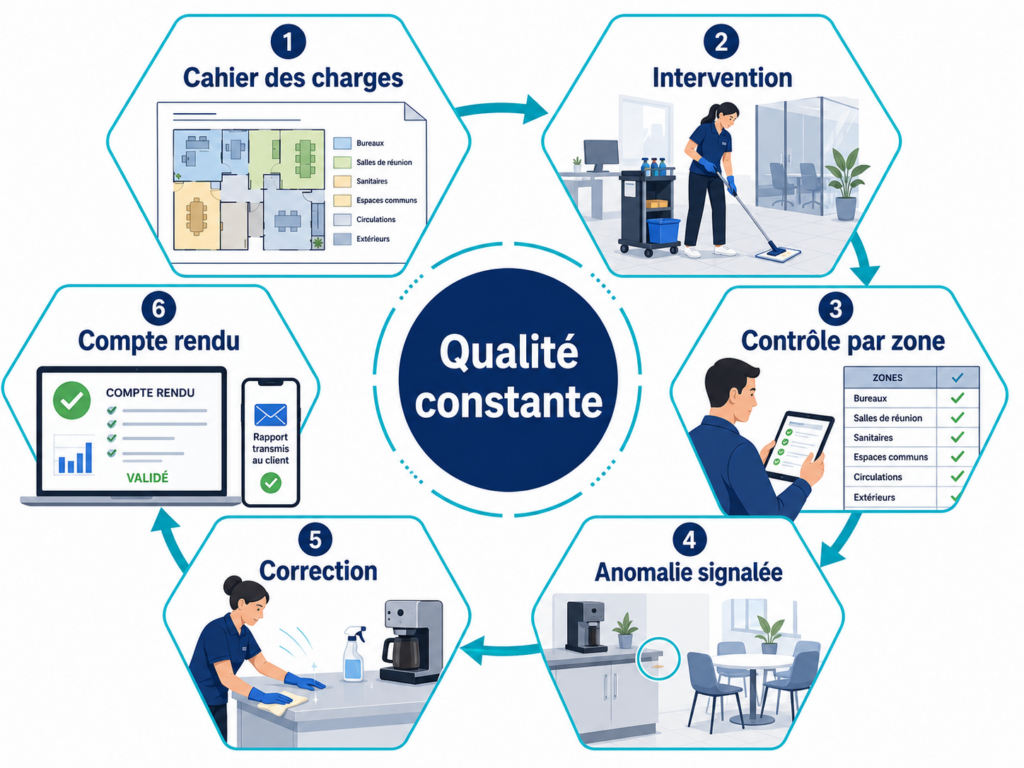 Les 6 étapes d´un contrôle de qualité d´un ménage professionnel
