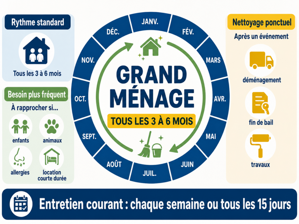 zones clés d'un grand ménage
